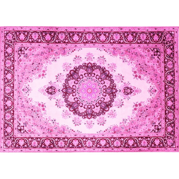 Ahgly Company Indoor Rectangle Medallion Pink Traditional Area Rugs, 2' x 4'