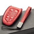 thumbnail image 4 of Vitodeco Leather Smart Key Fob Case Cover Protector Compatible with Tucson, Santa FE, Sonata, Nexo (2019 - 2024 Models) - 7-Button, Red, 4 of 5