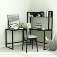 thumbnail image 2 of Costway 55'' L-Shaped Desk Corner Computer Desk w/Hutch Black, 2 of 11