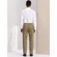 thumbnail image 5 of Unique Bargains Men's Dress Plaid Pants Casual Flat Front Stretch Checked Trousers 38 Brown White, 5 of 6