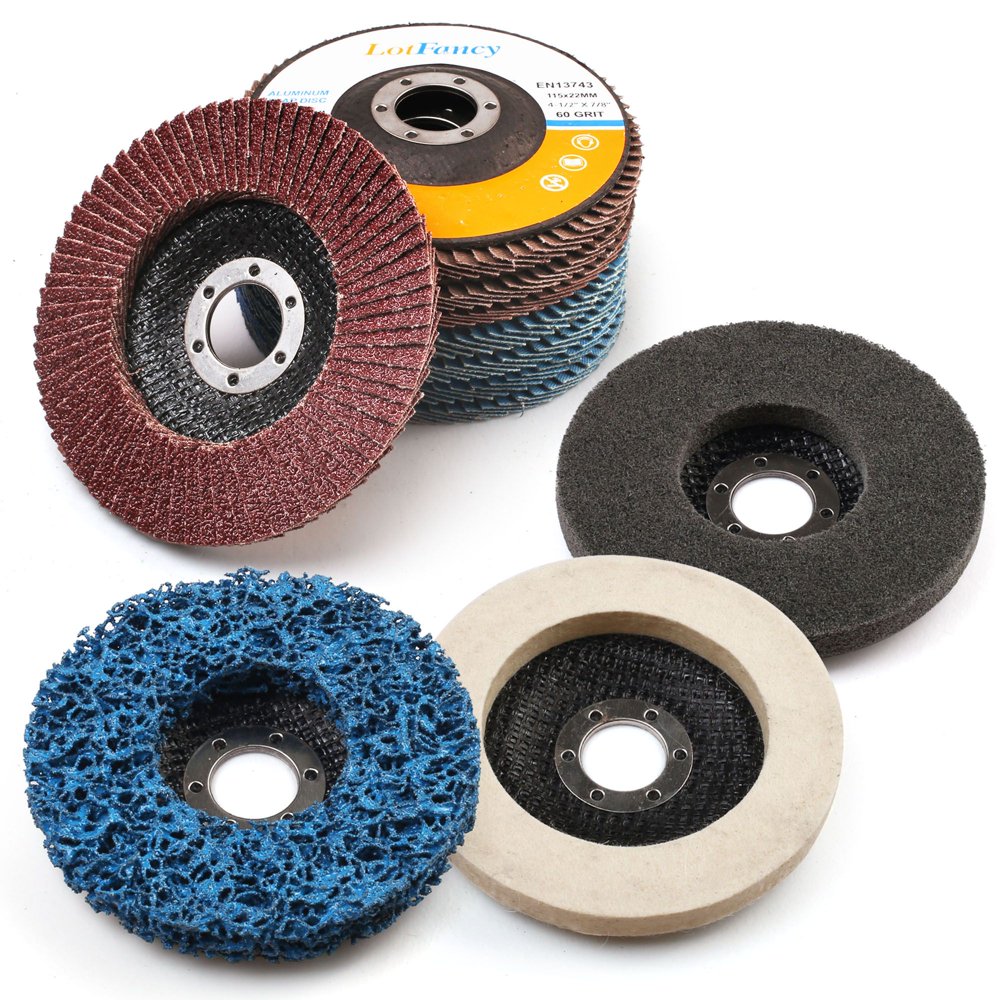 11PCS 4.5 Inch Flap Discs & Grinding Polishing Discs Set by LotFancy