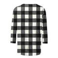 thumbnail image 4 of LYEAA Womens Tee Shirts Plus Size Plus Size Crew Neck 3/4 Sleeve T-shirt Fashion Checkered Tees Loose Soft Comfortable Blouse Dressy Casual Breathable Trendy Clothing Gray L, 4 of 4
