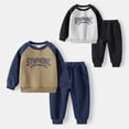 thumbnail image 5 of Hotiary Toddler Baby Boy's 2 Piece Outfits Kids Color Block Letter Patched Long Sleeve Sweatshirt and Sweatpants Set for 1-10 Years, 5 of 6