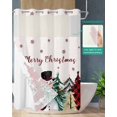 thumbnail image 2 of No Hook Shower Curtain with Snap in Liner, Red Christmas Plaid Snowman Hotel Shower Curtains for Bathroom, Washable Shower Curtain Liner Set with Mesh Top Window, 48"x72", 2 of 6