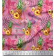 thumbnail image 1 of Soimoi Pink Modal Satin Fabric Lily & Pine Fruits Printed Craft Fabric by the Yard 42 Inch Wide, 1 of 1