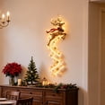 thumbnail image 2 of Traditional Lighted Christmas Wall Decoration with a Gold Leaping Reindeer with a Red Scarf, Cascading LED Hanging Pendant for Hallway and Staircase Wall Decor (Antique Gold), 2 of 5