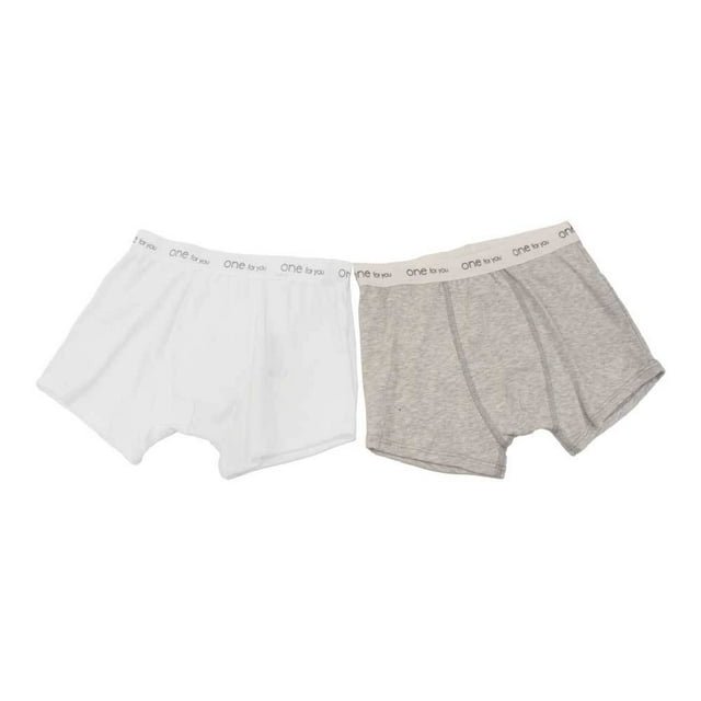 Boxer Baby Creysi para Niño Diseño Liso Blanco y Gris 2 Piezas Talla M