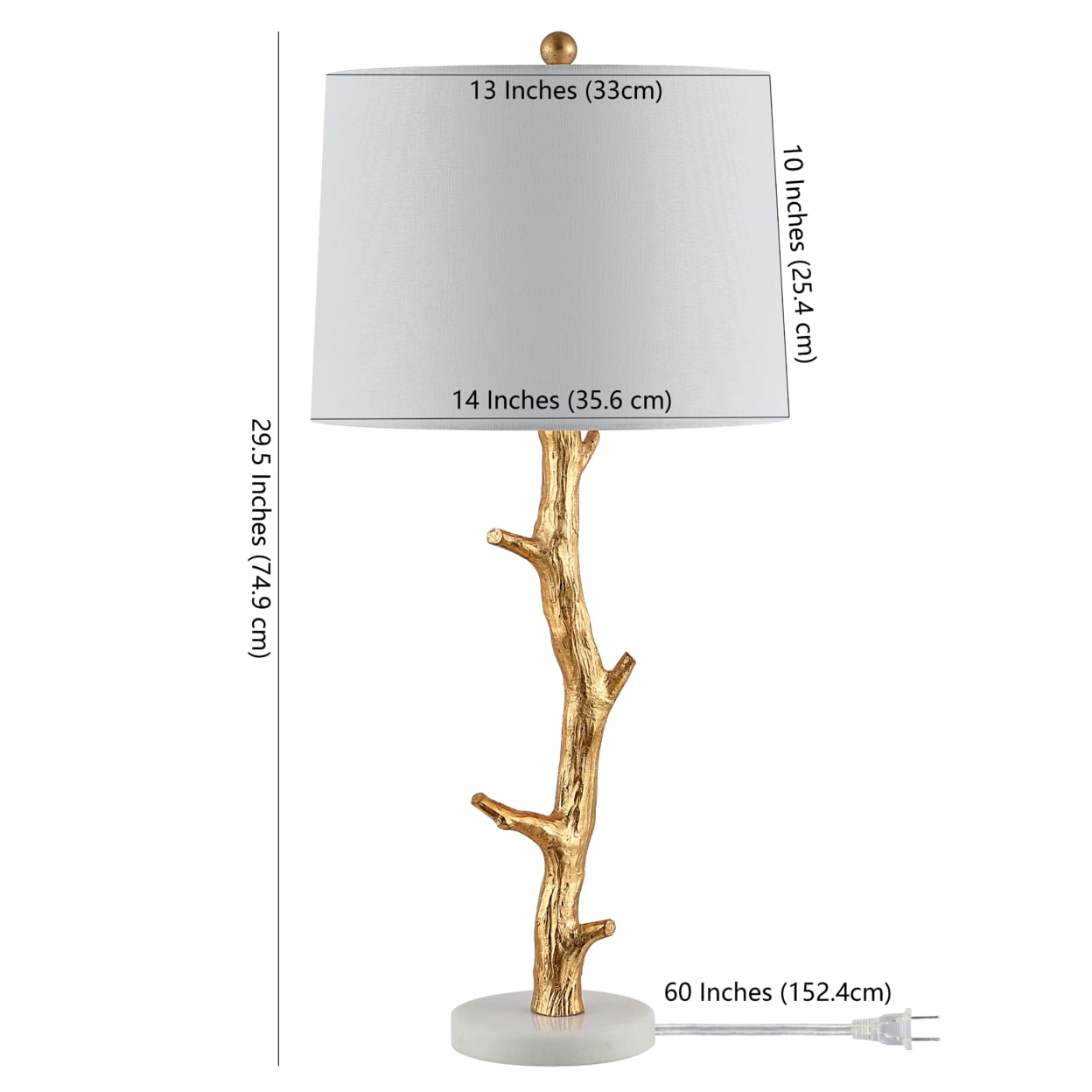 SAFAVIEH Olenna 29.5 in. Twig Resin Table Lamp, Gold Leaf
