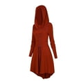 thumbnail image 3 of HNKMDK Adult Renaissance Women Vintage Costume Dress Medieval Hooded Lace Up Long Robe(Red,2XL), 3 of 7