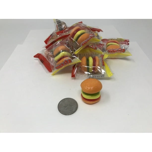 Gummi Mini Hamburgers Candy Wrapped 1 pound Gummy Hamburger