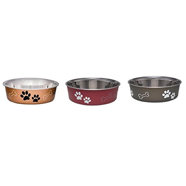 Estampado de pata de acero inoxidable Pet Bowl Loving Pets, tamaño mediano