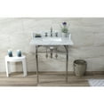thumbnail image 3 of Kingston Brass LMS3022M8SQ6 Habsburg 30" Carrara Marble Console Sink with Brass Legs (8-Inch, 3-Hole), Carrara Marble White/Polished Nickel, 3 of 7