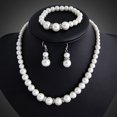 thumbnail image 2 of UDIYO Women Faux Pearls Alloy Necklace Bracelet Earrings Wedding Bridal Jewelry Set, 2 of 6