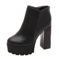thumbnail image 1 of NECHOLOGY Botas Mujer Adulto Femenino Zapatos Botines para mujer Botas de mujer de tacón superalto con cabeza redonda cálida de lana nueva de otoño e invierno europeo y americano 2022 (Black, 7.5), 1 of 7