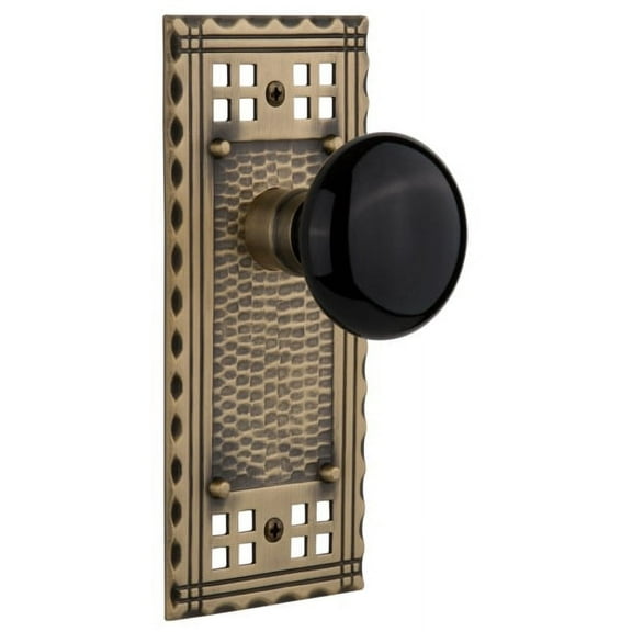 Nostalgic Warehouse Crablk_Prv_238_Nk Black Porcelain Solid Brass Privacy Door Knob Set -