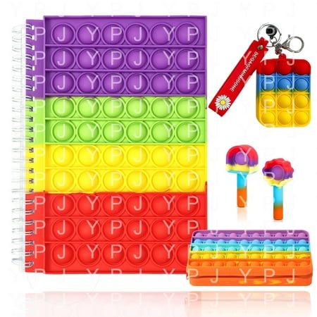 Fidget Pop Bubble Pencil Pen Case Pack Sensory Silicone Popper Notebook School Stationary Supplies for Students