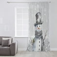 thumbnail image 3 of Grey Snowman Christmas Semi Sheer Curtains Drapes for Living Room, Bedroom, French Doors Window 96 Inches Long, Xmas Berry Winter Snowflake Rod Pocket Chiffon Curtain Drapery Voile Draperies Panel, 3 of 6
