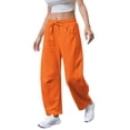 thumbnail image 3 of GILIGEGE Women's Barrel Leg Sweatpant Drawstring Elastic Waisted Wide Leg Pants Casual Cotton Palazzo Baggy Gym Trousers Drawstring Sweat Pants with Pockets Casual Loose Sweat Pants Lounge Pant, 3 of 8