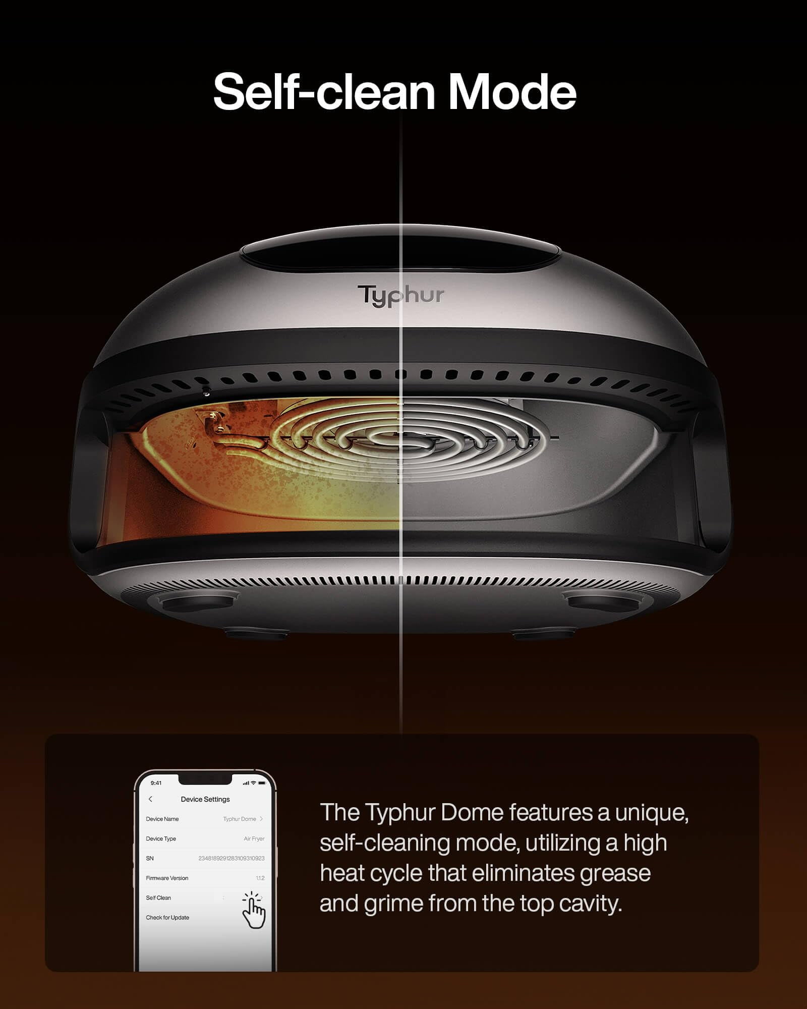 Typhur Dome Smart Air Fryer with No.1-Cooking Speed, 5.6 qt. Large Capacity, Self-cleaning Mode, Dishwasher Safe Non-stick Basket and 55dB Low Noise