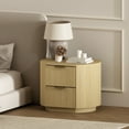 thumbnail image 2 of Olivia Modern Nightstand with 2 Drawers in Natural Oak and Gold, 2 of 10