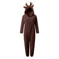 thumbnail image 5 of KAUOD Teen Girls Christmas Fuzzy Jumpsuits Fleece Sherpa Soft Warm Hooded Onesie Kids Plain Cute Zip up Winter Bodysuits, 5 of 5