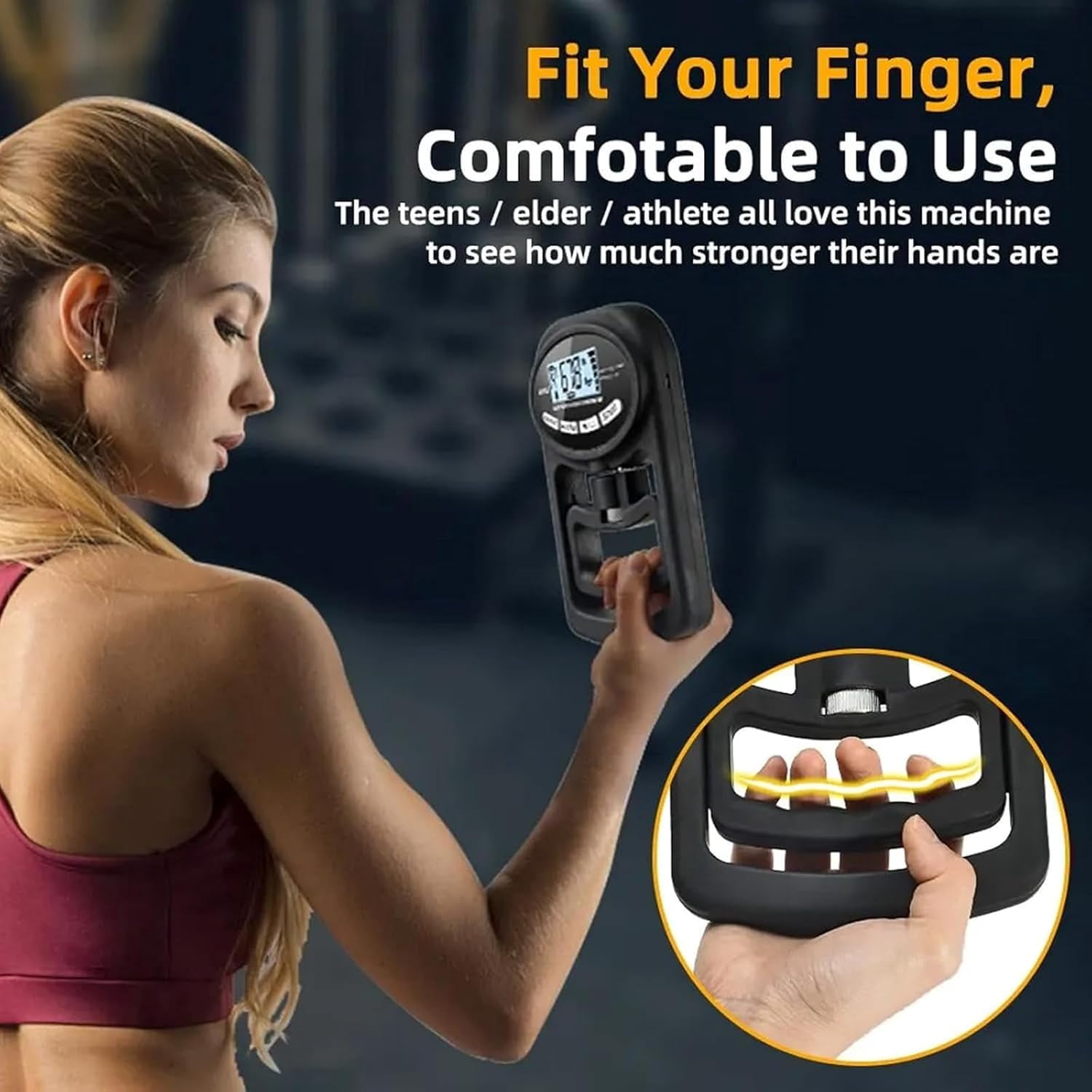 Rechargeable Electronic Hand Dynamometer, 265 Lbs / 120 Kg Hand Dynamometer Grip Strength Trainer With Precision Sensors & Adjustable Handle, For Home, Sports, Rehab, & Clinical Use
