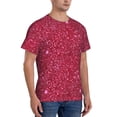 thumbnail image 4 of Yiaed Red Glitter Print Mens Short Sleeve Tight Fit T-Shirt, Crewneck Casual Tee-Small, 4 of 5