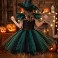 thumbnail image 7 of Girls Halloween Mesh Dress Costume Set With Matching Witch Hat, Two-Piece Outfit For Dance Recitals, Stage Performances, Dress-Up Parties, School Events And Themed Photo Sessions, 7 of 7