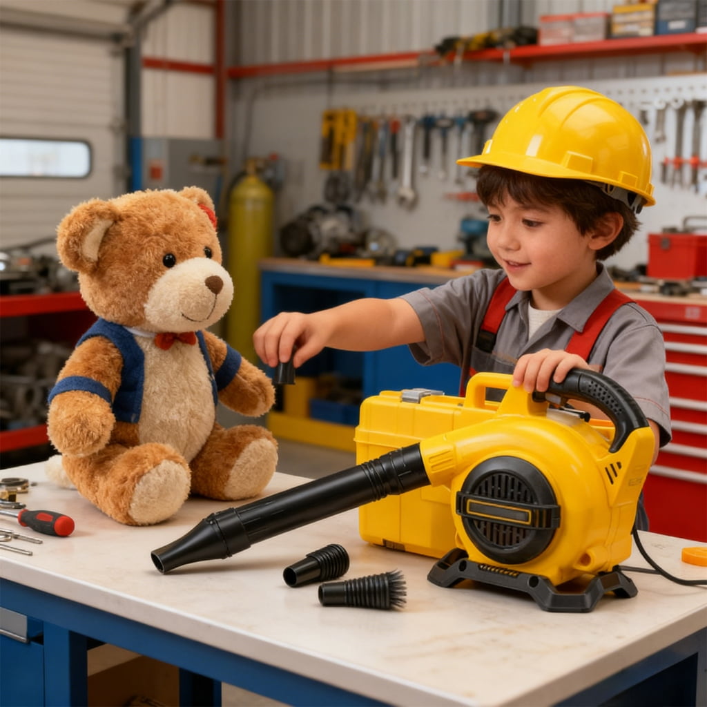 PatungKu Kids Leaf Blower Toy for Garden Debris Battery Operated Indoor Cleaning Tool Safe &Realistic Design Low Noise Operation