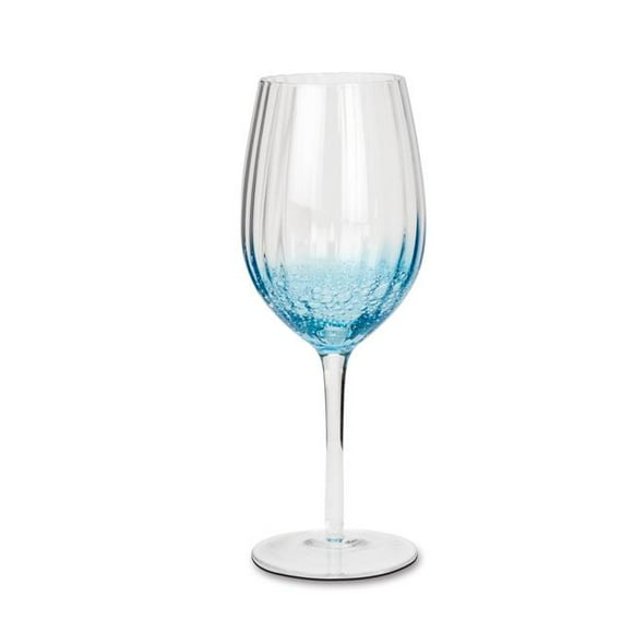 Abbott Collection AB-27-CASCADE-RED 9.5 in. Optic Bubble Red Wine Glass, Blue & Clear
