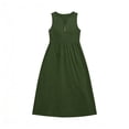 thumbnail image 3 of YuXingFu Cotton Dresses Casual Summer Maxi Crew Neck Plus Size Womens Dress Sleeveless Solid Color Slim Fit Long Casual Summer Green S, 3 of 5