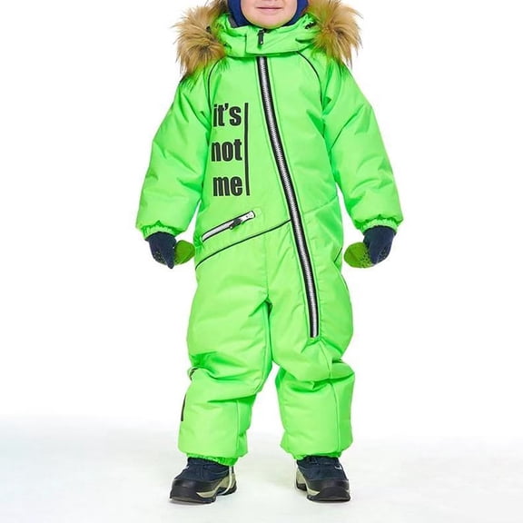 XXWXYD Children’s All Weather Snowsuit for Skiing - Thermal Windproof Winter Overalls with Detachable Hood Outdoor Softshell Protective Suit