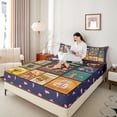 thumbnail image 4 of Castle Fairy Western Cowgirl Cowboy 4 Pieces Queen Sheet Sets for Adults Boys Girls,Geometric Plaid Grid Ultra Soft Flat Sheet,Exotic Style Vintage Aesthetic Queen Fitted Sheet,Breathable Home Decor, 4 of 7