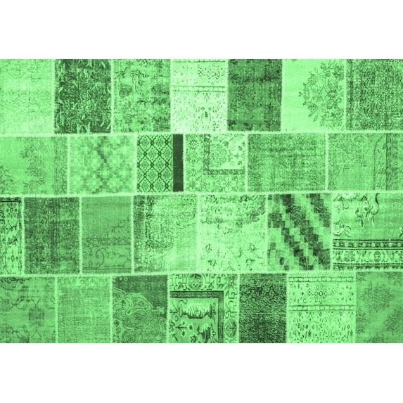 Ahgly Company Indoor Rectangle Patchwork Emerald Green Transitional Area Rugs, 8' x 12'