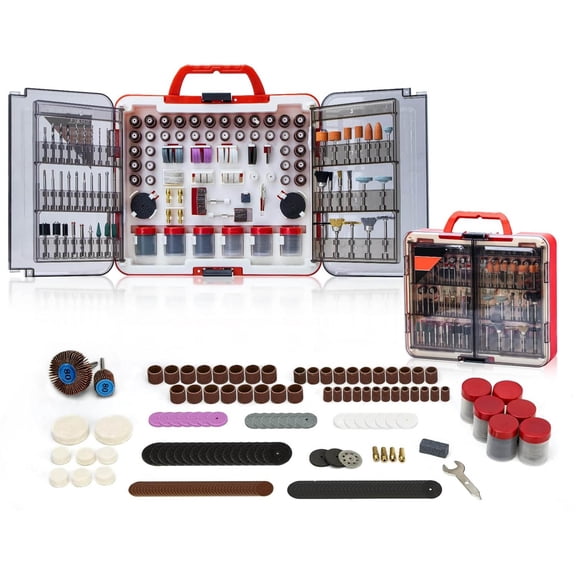 Rotary Tool Accessories Kit, Universal Rotary Tool Bits for Sanding, Cutting, Grinding, Drilling, Carving, Engraving, Polishing, Cleaning, Rotary Tool Attachments with Carrying Case