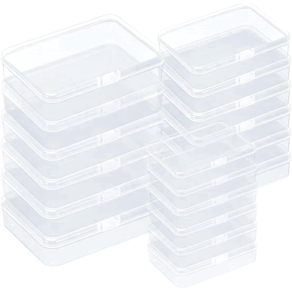 FULANDL 18Pcs Mini Clear Plastic Organizer Small Plastic Beads Storage Containers with Hinged Lids for Craft Projects,Jewelry,Tools,Small Items