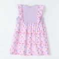 thumbnail image 5 of Mifsaly Little Girl Dresses Crewneck Flutter Sleeve Summer Dress Floral Print Patchwork Flowy Everyday Wear Sweet Sundress, 5 of 8