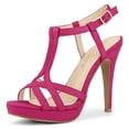 thumbnail image 1 of Sandalias de Tacón de Aguja con plataforma y correa en T Allegra K Rosa caliente 37, 1 of 6