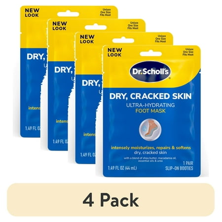 (4 pack) Dr. Scholl's Ultra-Hydrating Foot Mask for Dry, Cracked Skin, 1 Count