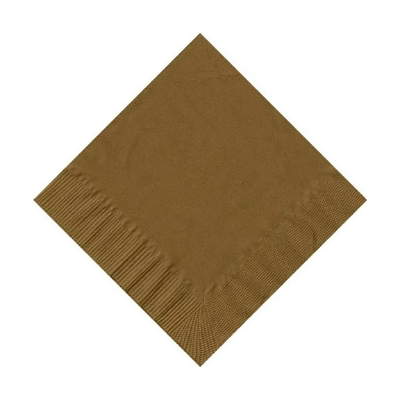 600 -  (12 Pks of 50) 2 Ply Plain Solid Colors Beverage Cocktail Napkins Paper - Gold