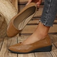 thumbnail image 6 of WIZUTIZ Wedge Sandals for Women Sandals for Women 2025 Comfortable Workout Elastic Beach Sandals Pull-On Peak Toe Shoes Mid Heel (2"-3") Medium Solid Sandals for Lady Holiday Holiday Deals Brown, 6 of 6