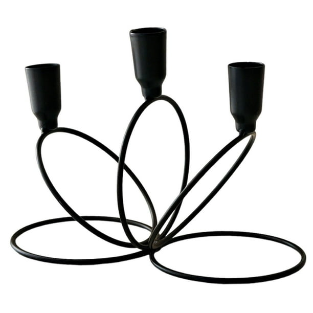 Candelabro de metal de 3 brazos para centro de mesa, soporte para velas para repisa de chimenea. Negro