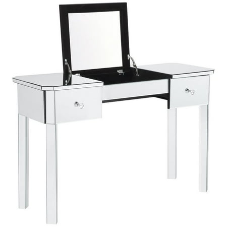 Rylee Mirrored Makeup Vanity Table With Lift Up Top Jewelry