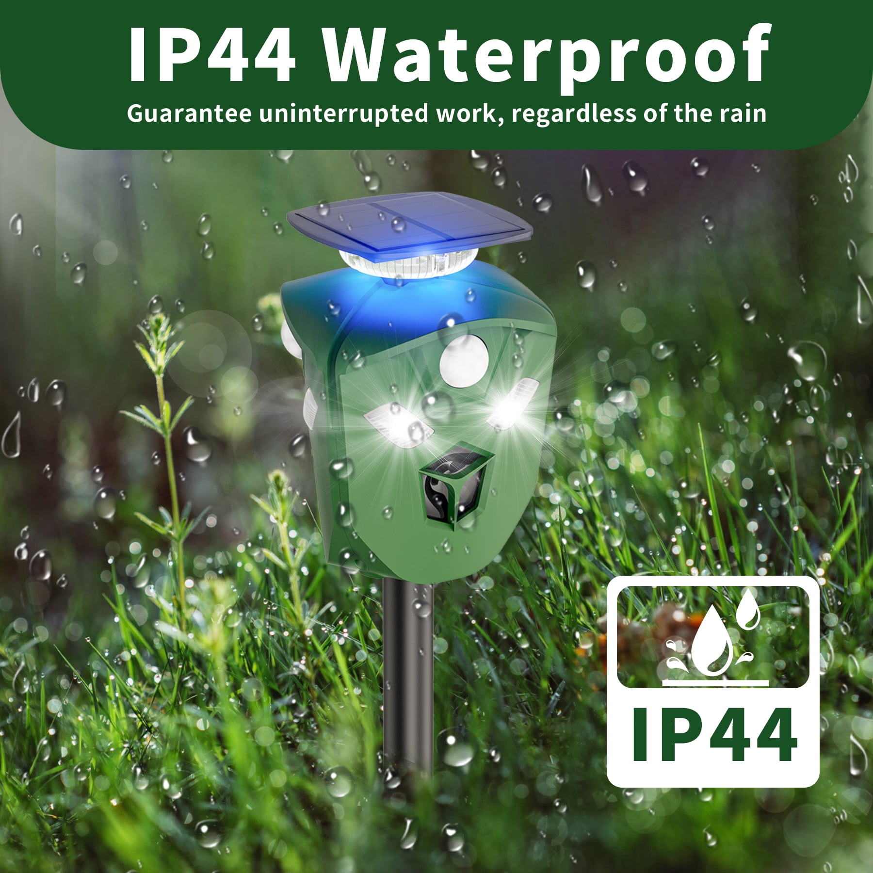 X-PEST Ultrasonic Squirrel Repeller Outdoor - Deer Deterrent with PIR Sensor, Solar Powered for 360° Protection Against Deer, Squirrels, Raccoons, Rabbits in Garden, Yard, Farm