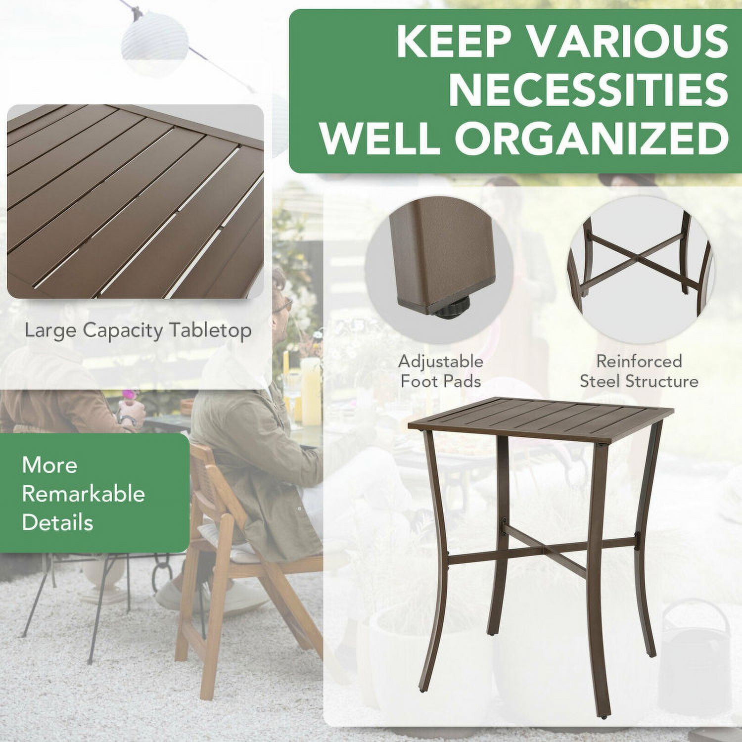 Aimee Lii 3 Pieces Rattan Bar Furniture Set with Slat Table and 2 Cushioned Stools, Outdoor Patio Furniture, Brown Aimee Lii 3 Pieces Rattan Bar Furniture Set with Slat Table and 2 Cushioned Stools, Outdoor Patio Furniture, Brown