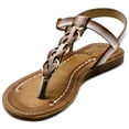 thumbnail image 3 of Ollio Women's Shoes T-Strap Burnish Fade Vintage Zori Flats Sandals NEWBN14, 3 of 6