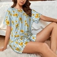 thumbnail image 4 of Sikiie Blue White Striped Sunflower Womens Pajama Sets Short Sleeve Top With Pants Sleepwear 2 Piece Lounge Set3X-Large, 4 of 6