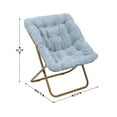 thumbnail image 4 of Emma + Oliver Oversized Faux Fur Folding Saucer Chair with Ottoman for Dorm, Bedroom, Dusty Aqua Faux Fur/Soft Gold Frame, 4 of 13