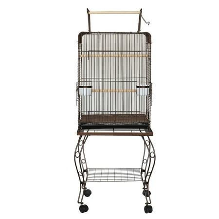 20" Open Top Parrot Cage with Stand - Antique Copper