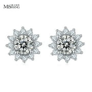 Messi Jewelry S925 Silver Mosan Diamond Earrings and Earrings 0.5 Carat Diamond Earrings for Valentine's Day as a Fashion Birthday Gift for Girlfriend and Mom